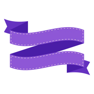 a purple ribbon on a white background