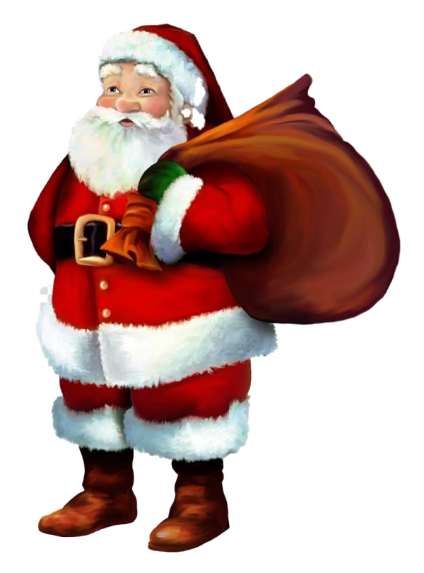 a santa claus holding a bag of gifts