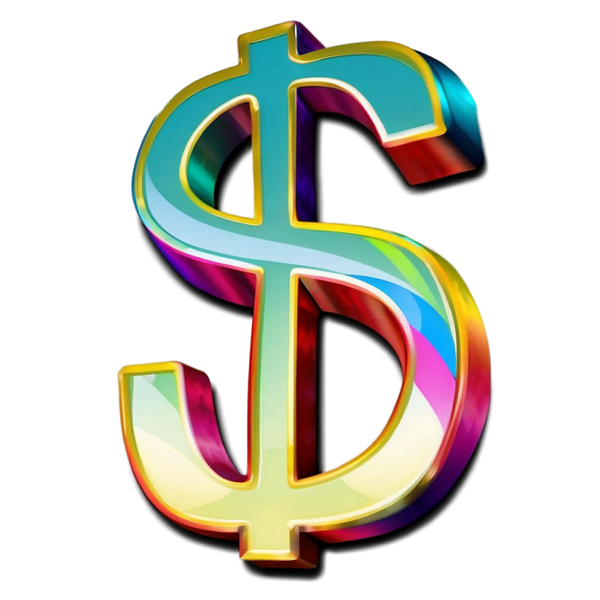 a colorful dollar sign on white background