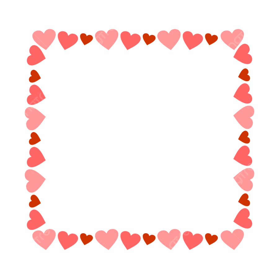 a square frame with hearts on it