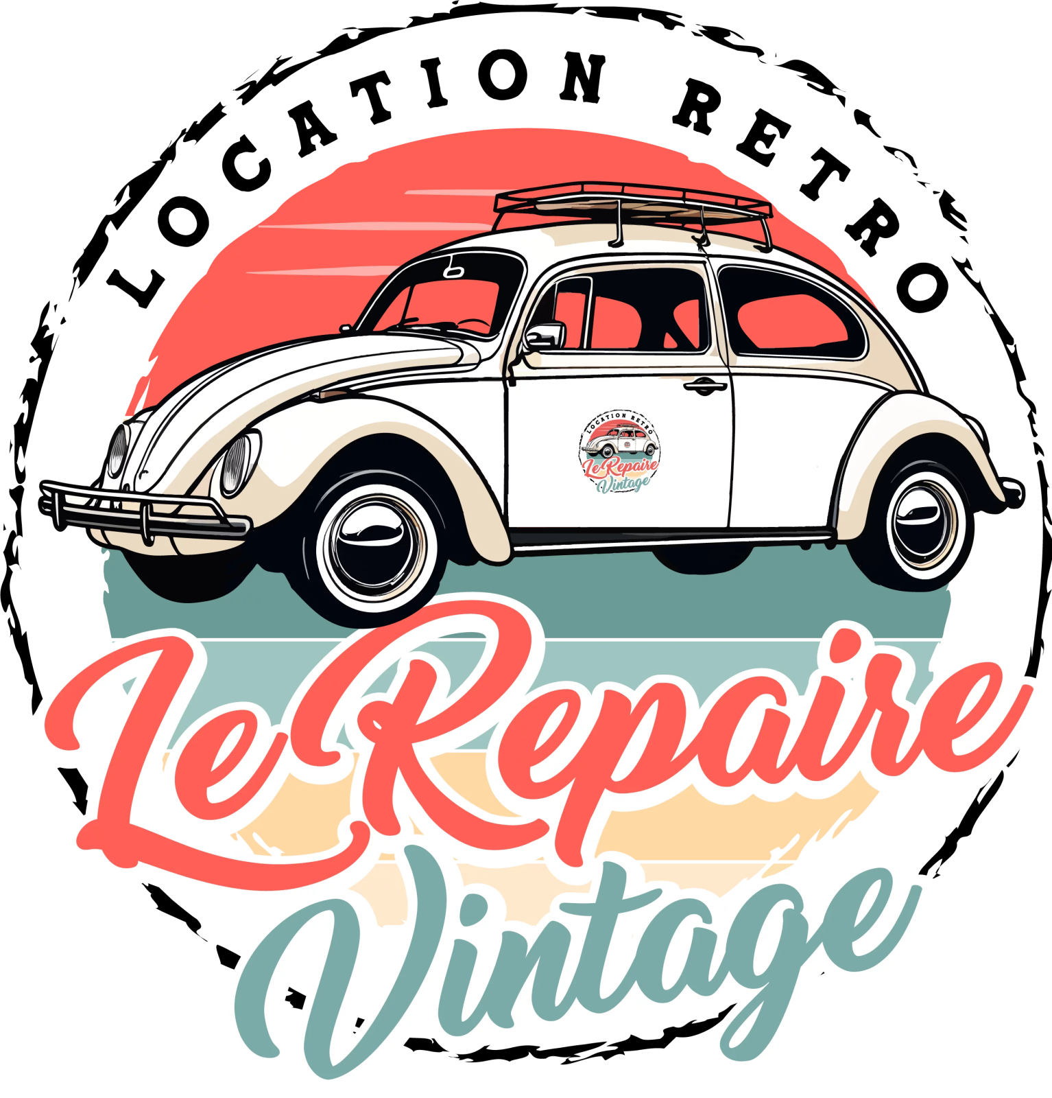 a white vw beetle with the words, i don't to repair