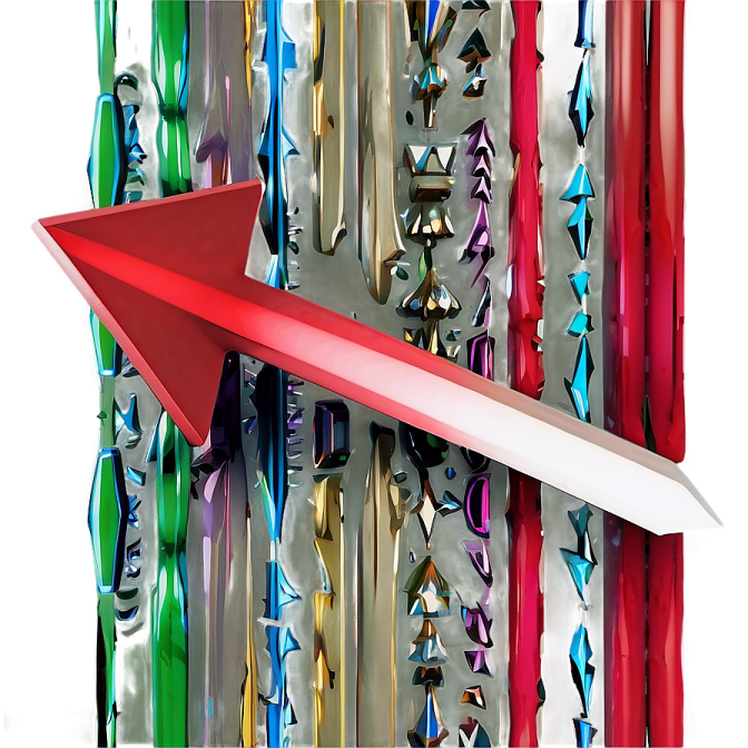 a red arrow in front of many different colored arrows