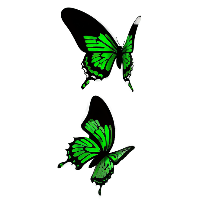 two green butterflies on a white background