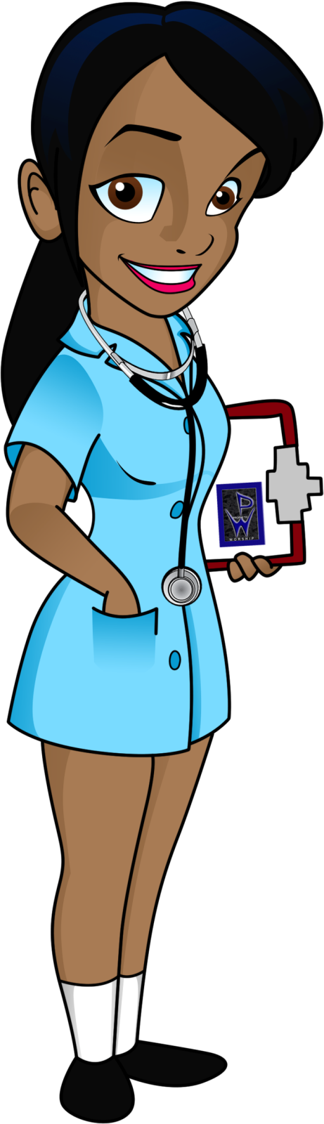a cartoon nurse with a stel