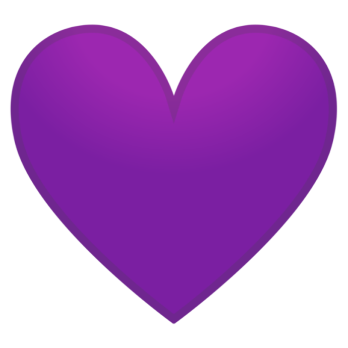 a purple heart on a white background