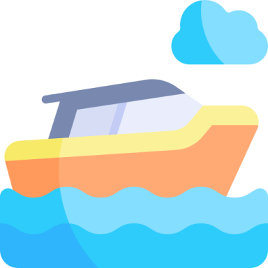 a boat floating in the ocean