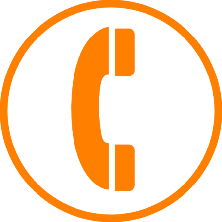 a phone icon in an orange circle