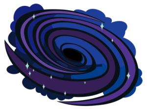 a blue and purple swirl with stars