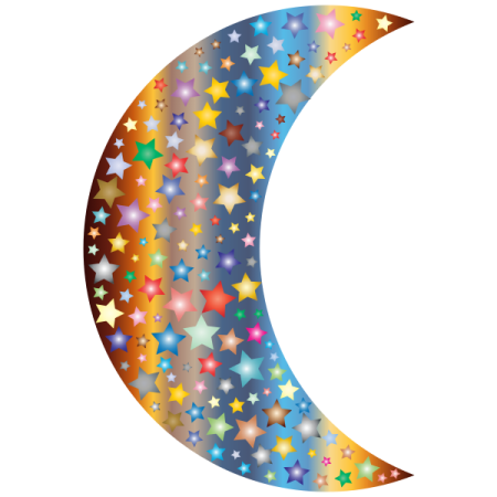 a crescent with stars on it