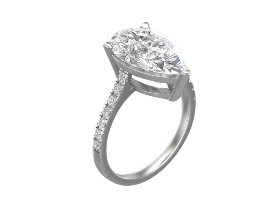 a diamond engagement ring on a white background
