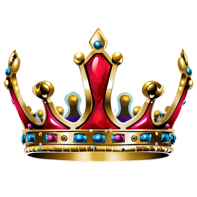 a red and gold crown with jewels
