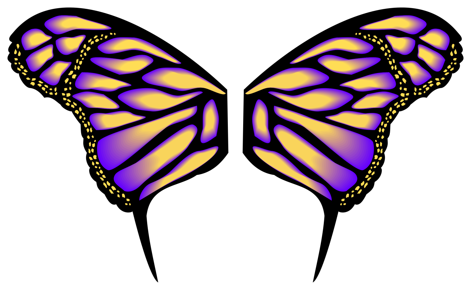 a purple and yellow butterfly wings