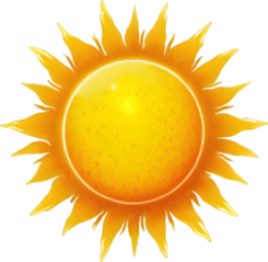 a yellow sun on white background