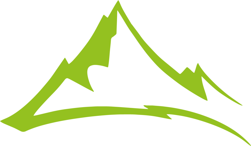 a green mountain with a white background