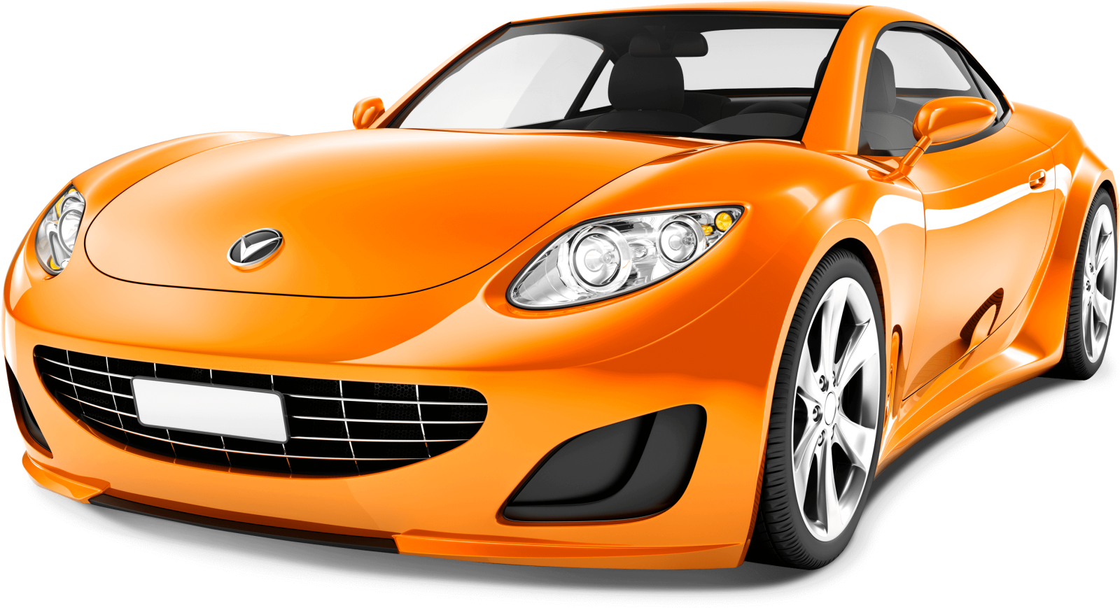 an orange sports car on a white background