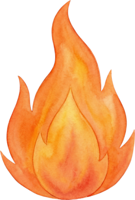 a watercolor drawing of a fire