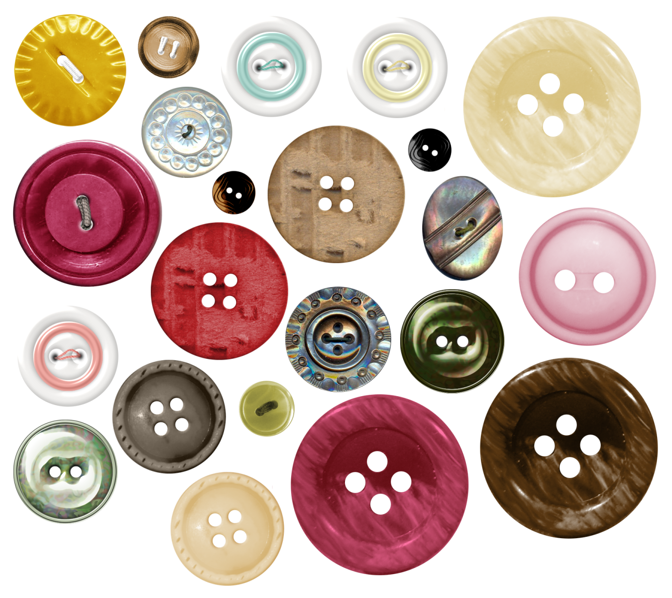 many different colored dons on a white background
