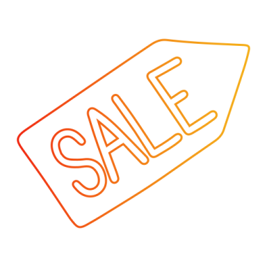 a yellow sale tag with the word sale on it