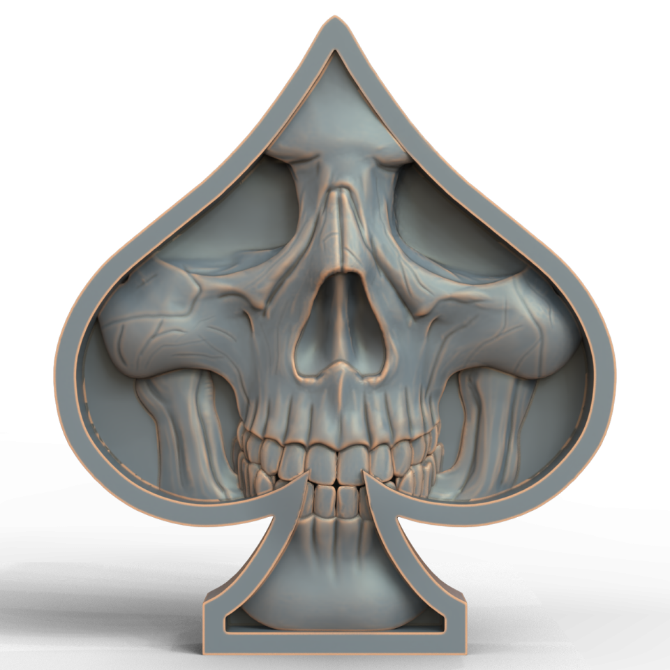 a 3d image of a skull playing card