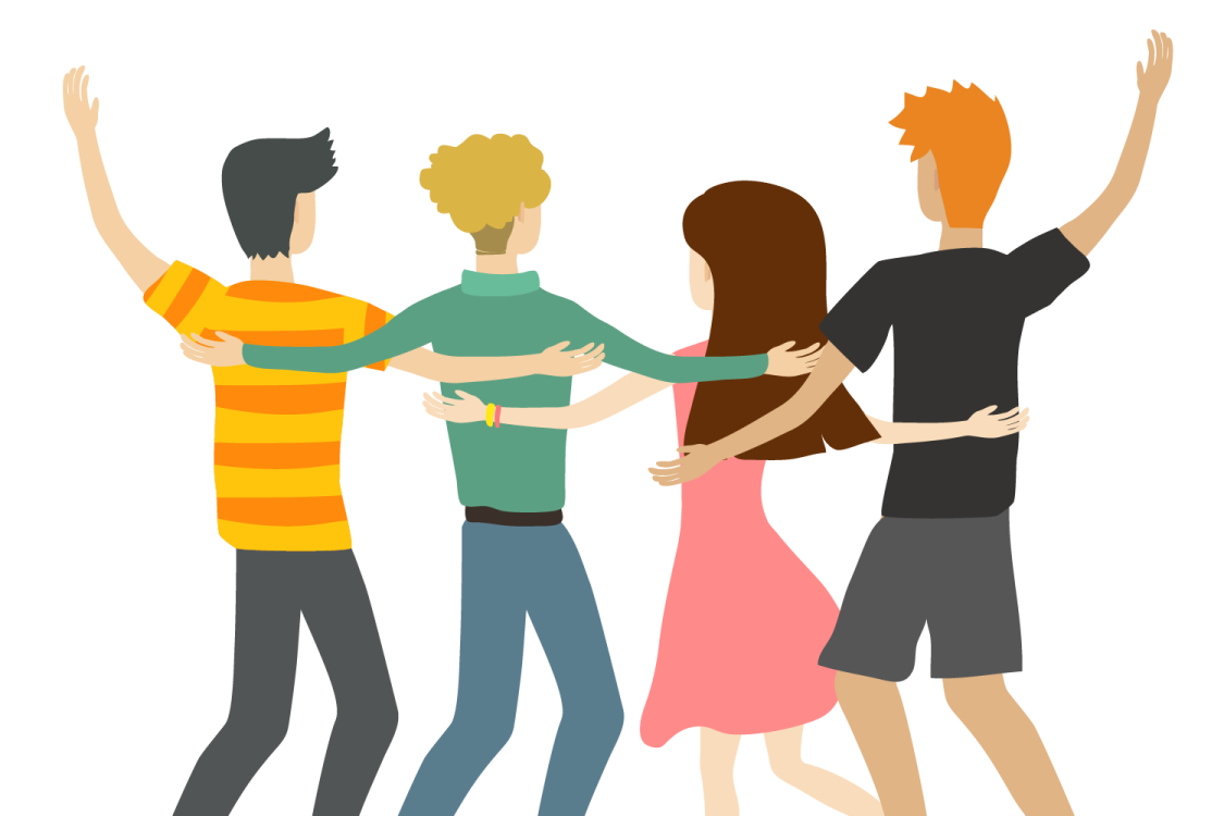 a group of people dancing together