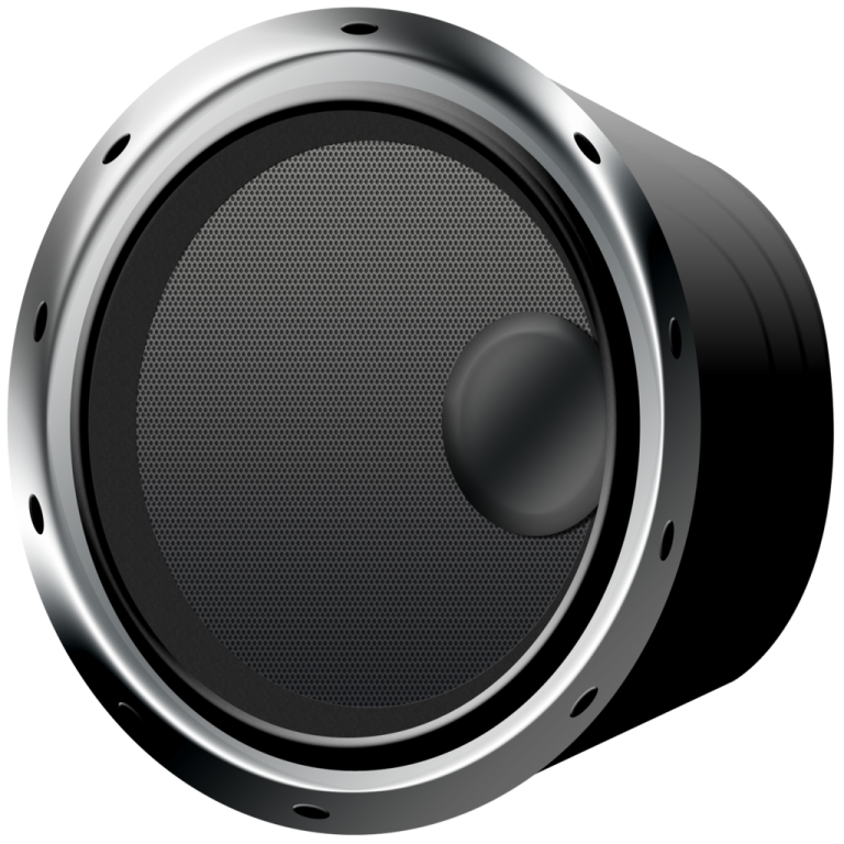 a black speaker on a white background