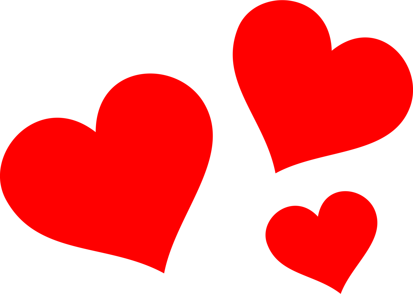 three red hearts on white background