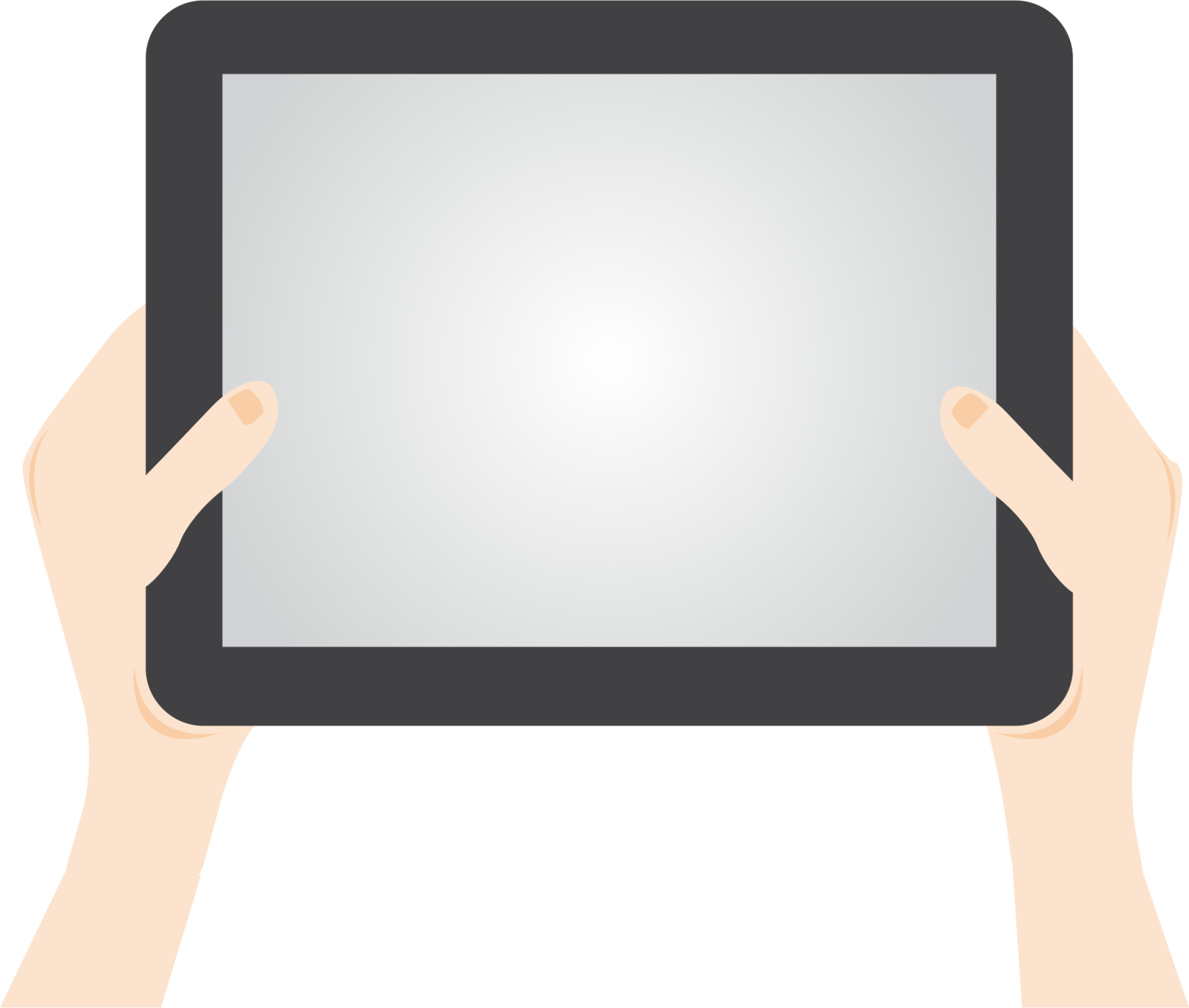 two hands holding a tablet
