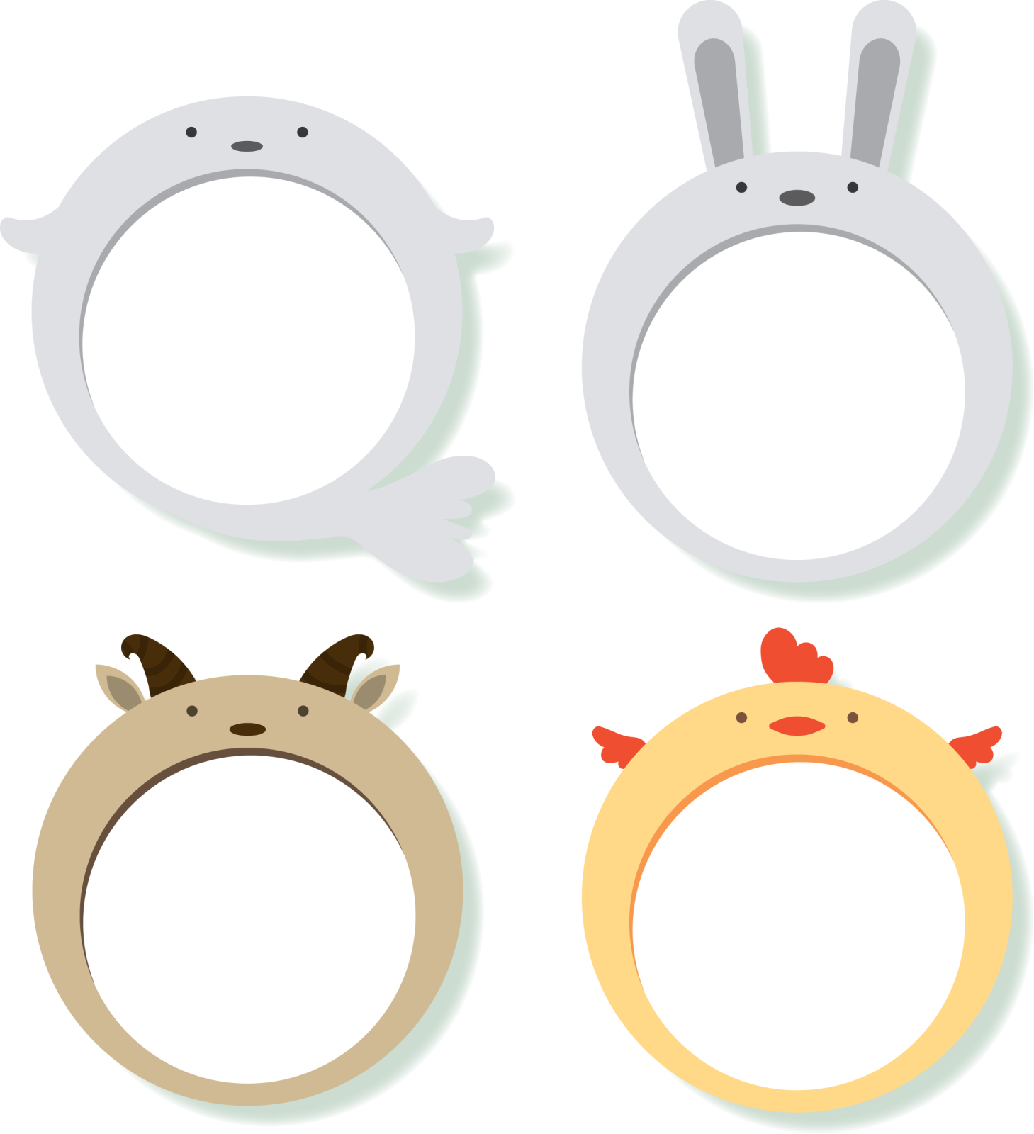 a set of four rings with different designs