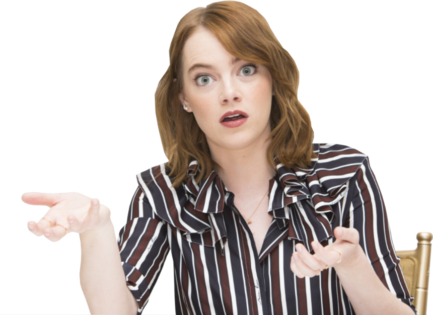 a woman wearing a striped shirt