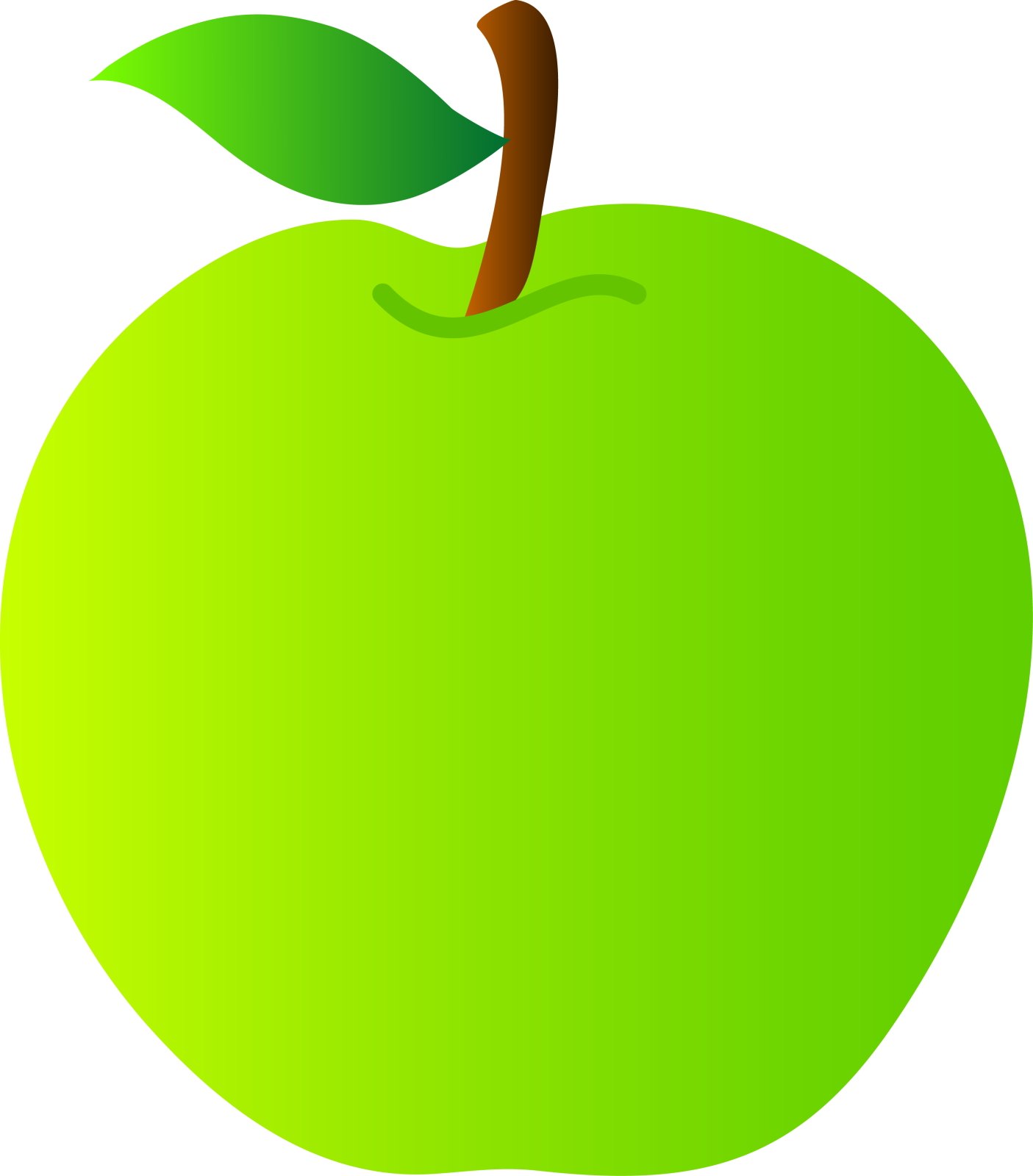 a green apple with a leaf on top