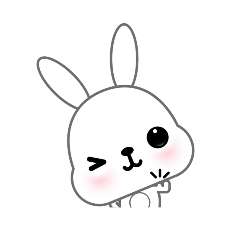 a drawing of a rabbit with pink eyes