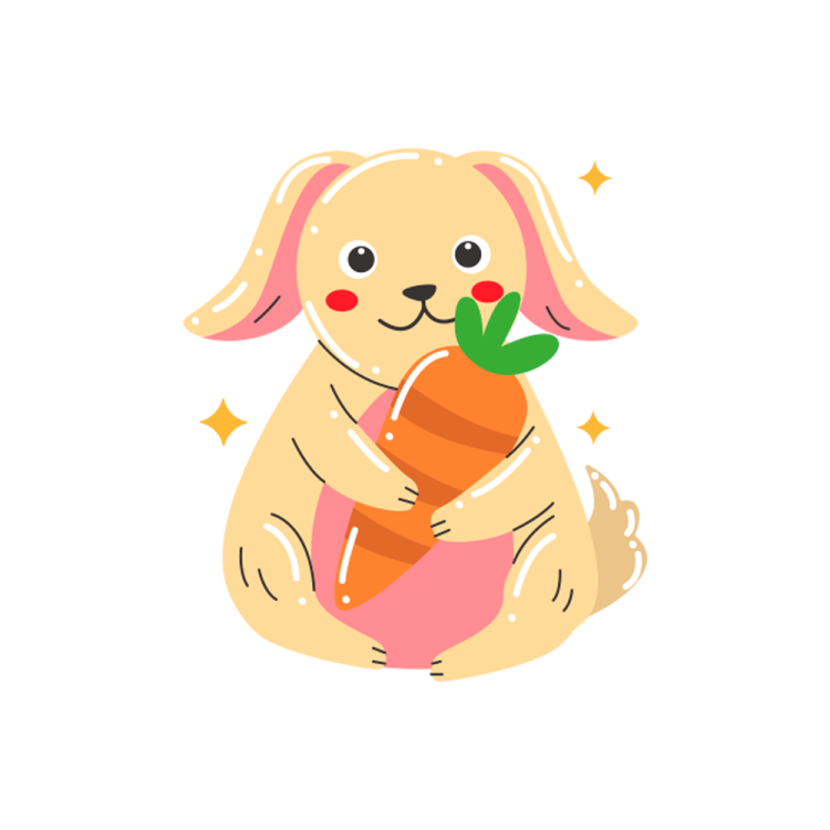 a dog with a carrot in its mouth
