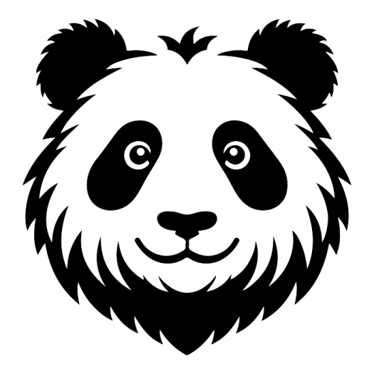 a black and white panda face