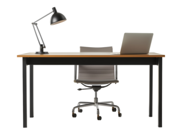 a desk with a laptop on top of it