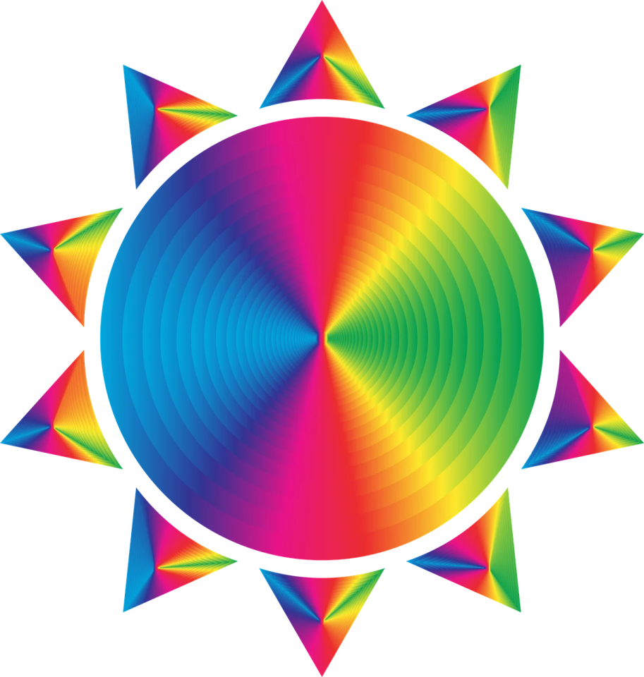 an image of a rainbow colored sun
