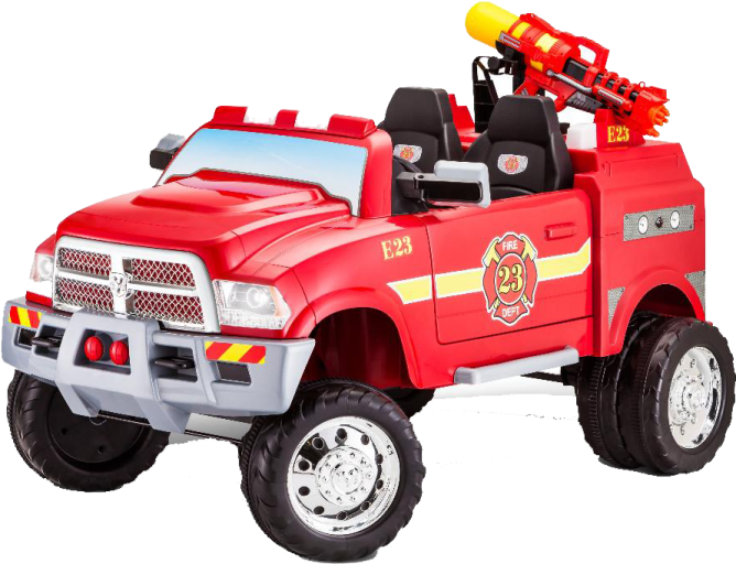 a red toy truck with a fire engine