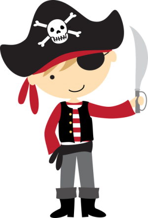 a little boy dressed as a pirate with a sword