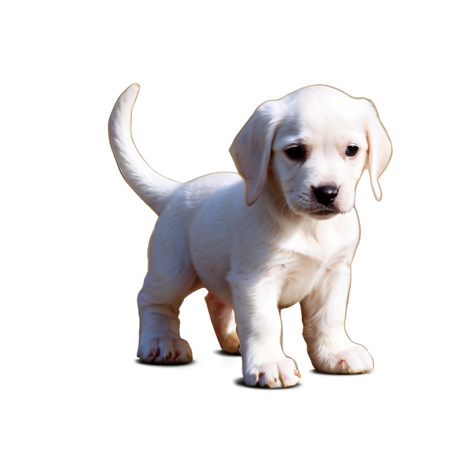 a small white puppy standing on a white surface