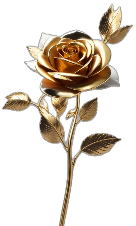a gold rose on a white background