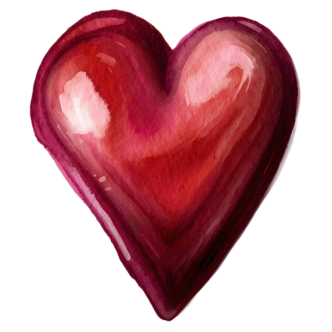 a watercolor painting of a red heart