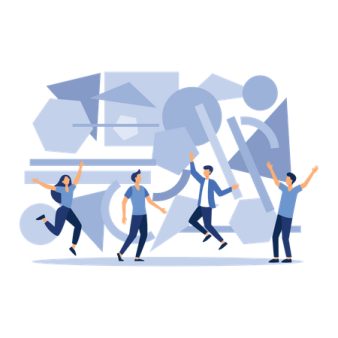 a group of people dancing together
