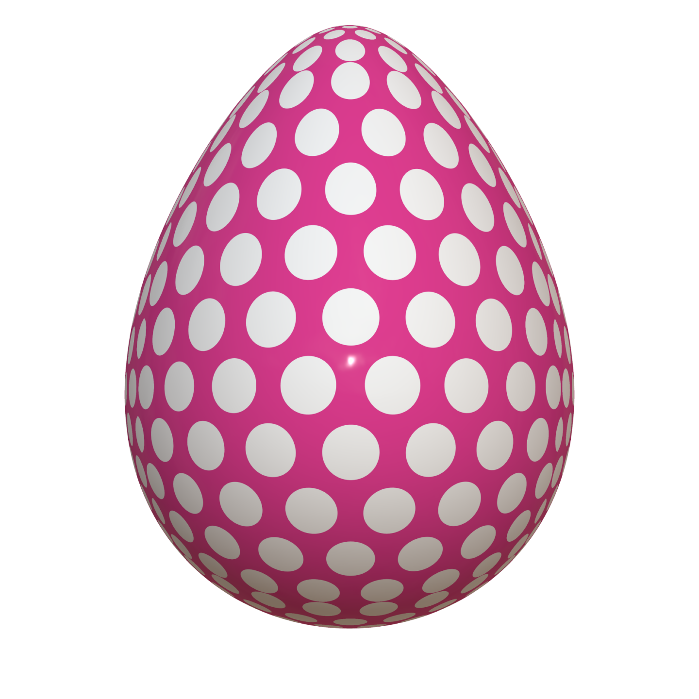 a pink egg with white dots on it