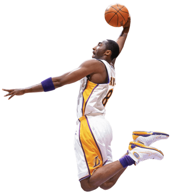 a basketball player jumping up in the air