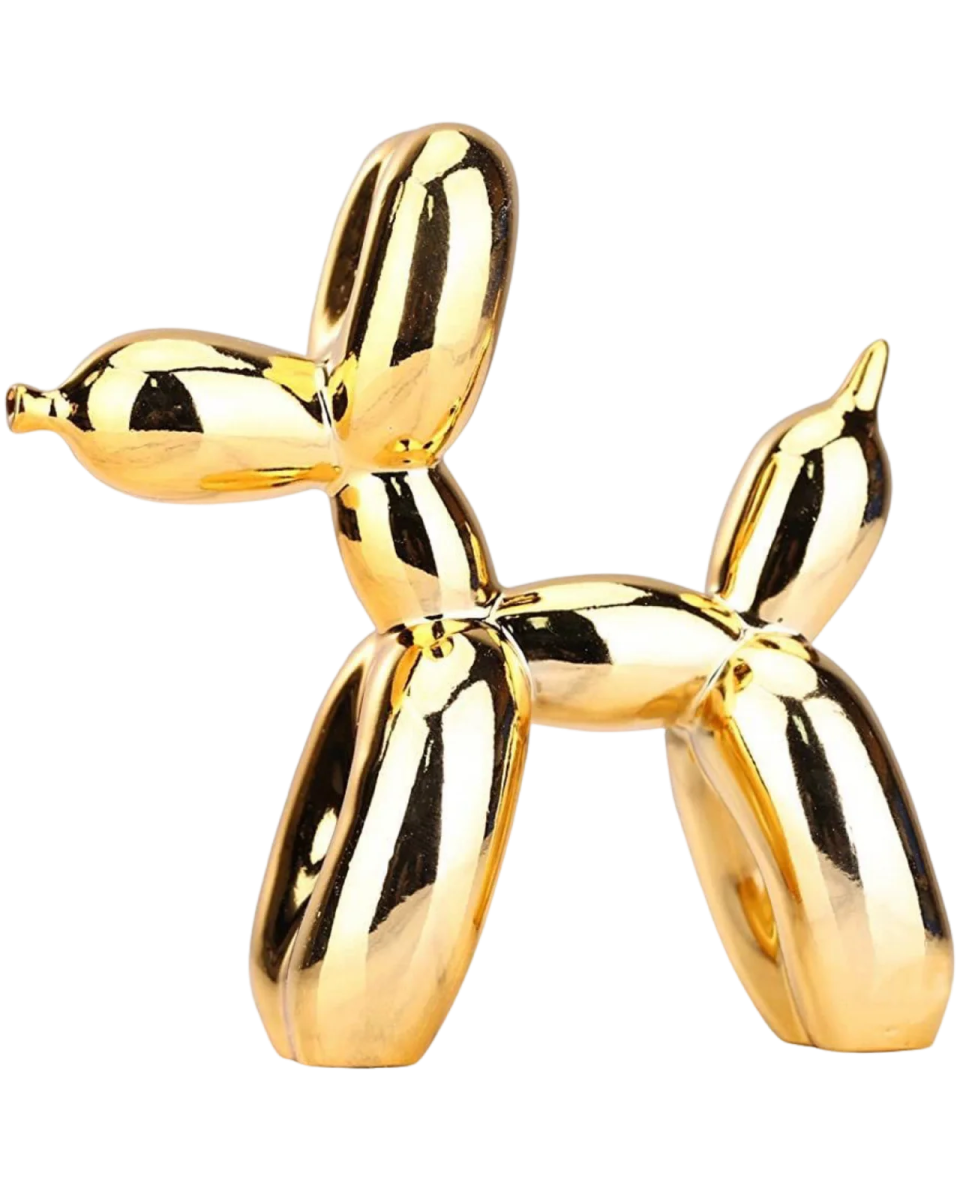 a gold balloon dog