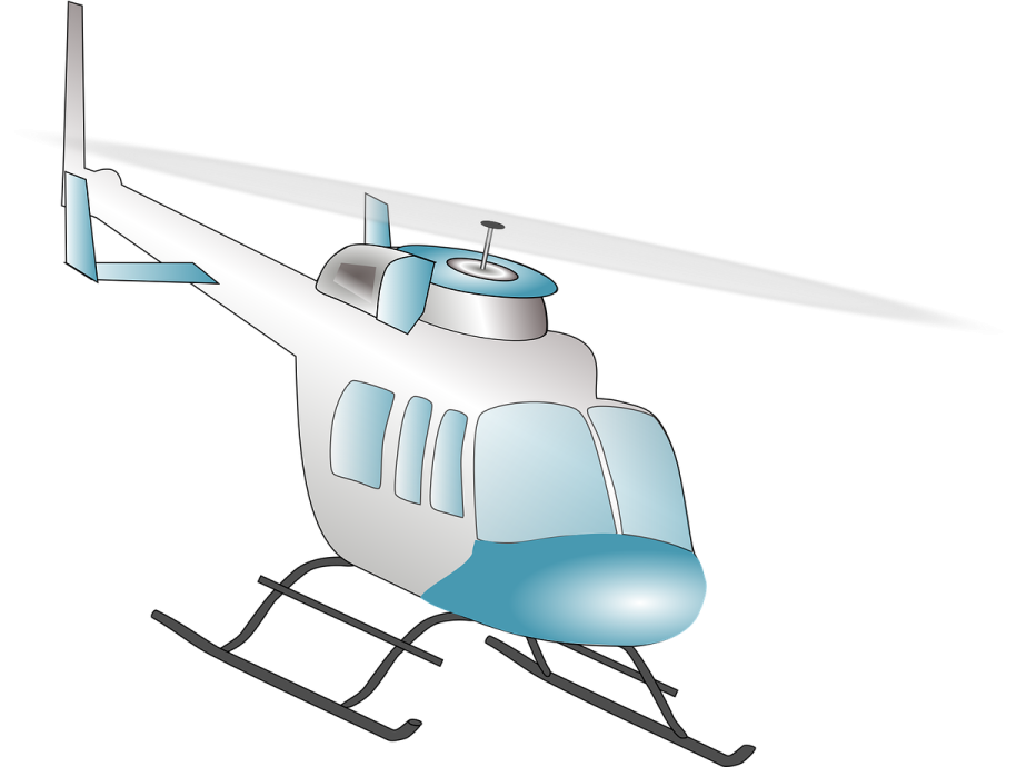 a helicopter is flying in the air