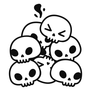 a bunch of skulls on a white background