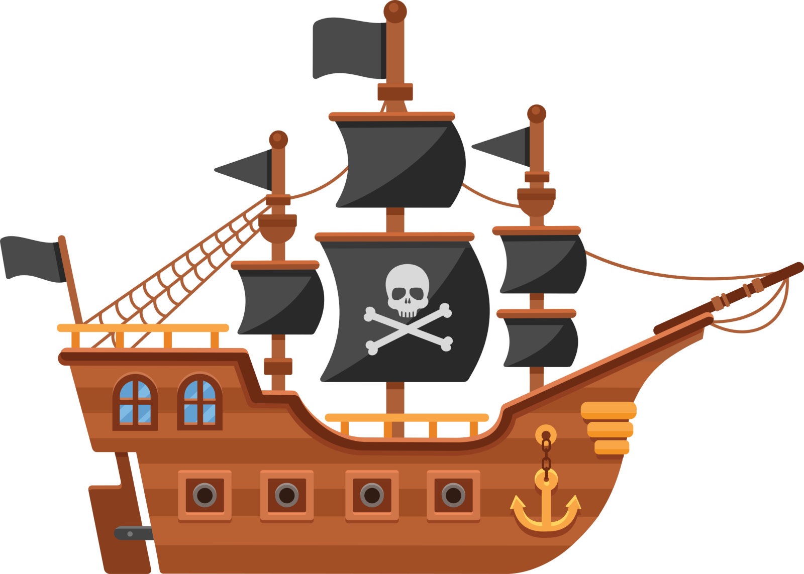 a pirate ship with a skull on it