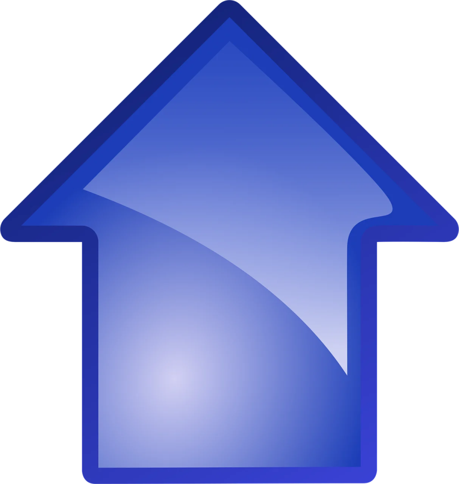 a blue house icon on a white background