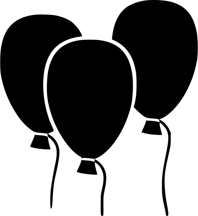 a black and white silhouette of three balloons