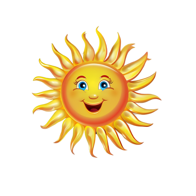 a cartoon sun with a smiling face